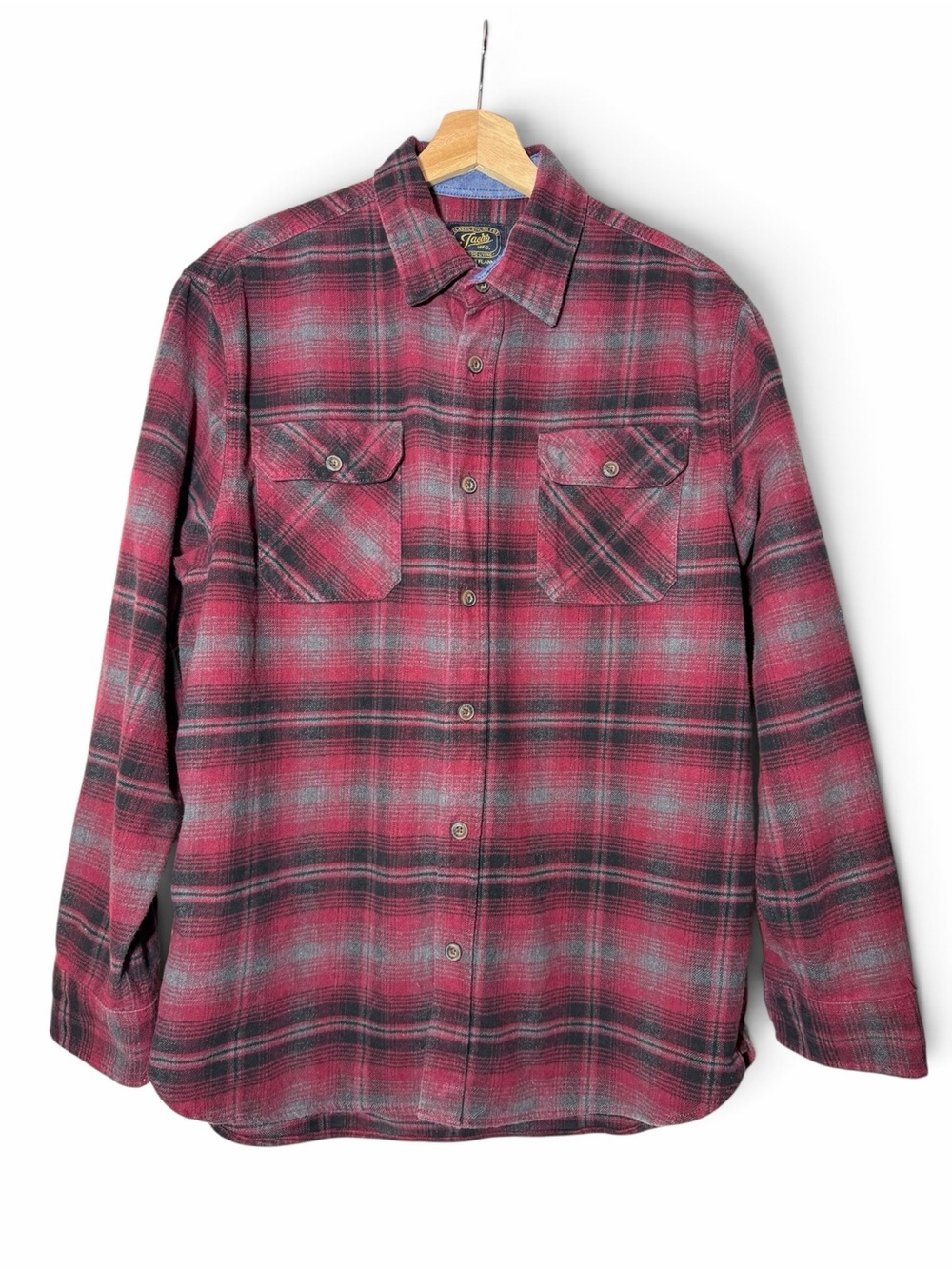 Jachs Men's Maroon Plaid Heritage Flannel Button-Up L